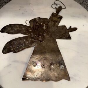 Hand & Hammer Silver Tone Christmas Ornament Angel 9x10"